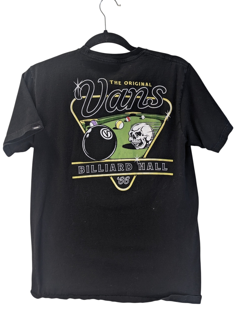 Vans Black Billiard Hall Graphic Tee with Green & Yellow Accents Size S